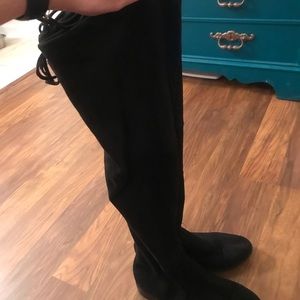 Black thigh high boots